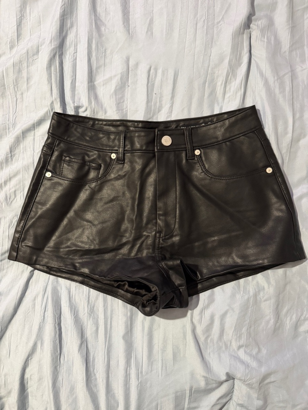 Blank NYC Black Faux Leather High-Rise Jean Shorts